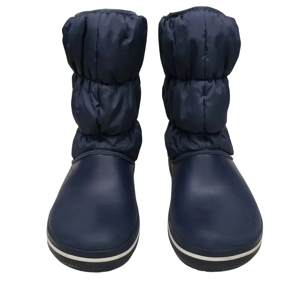 Crocs Winter Puff Boots 14614 Nylon Textile Navy/White Women's 6